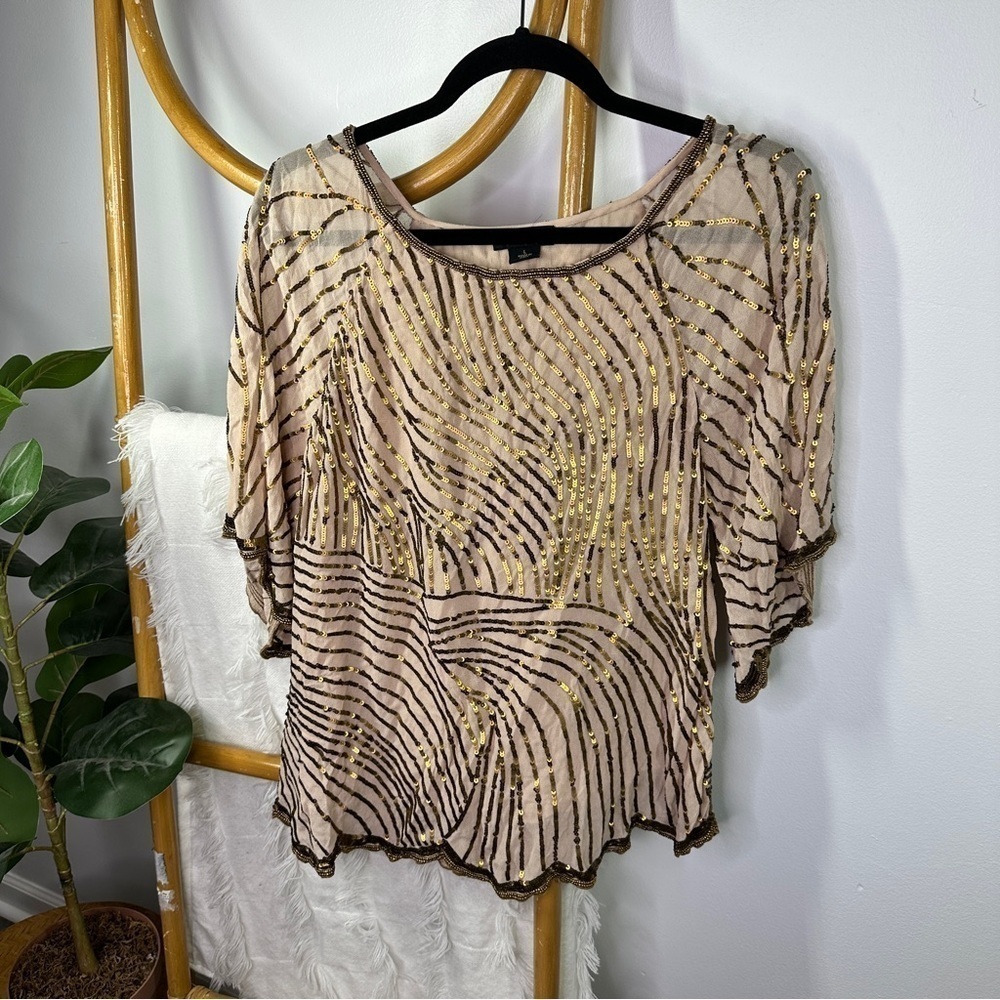 Diane Von Furstenberg AS by DF Pink Beaded Blouse sz L